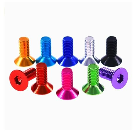AQXYWQOL 10 Uds tornillos planos de aluminio m3 M4 M5 M6 tornillos de cabeza avellanada hexagonal plana pernos Color anodizado(Black,M4x8)