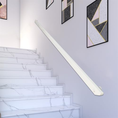 Corrimano per Scale Interne, corrimano in legno con staffe, ringhiere per scale interne antiscivolo, corrimano per scale per corridoi, ville, edifici, loft, Corrimano in legno per scale (A, 120CM)