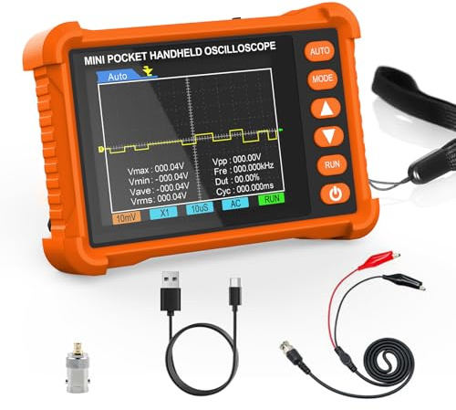 Kit -oscilloscope portable HOLDPEAK 2 en 1 - Oscilloscope pour l'industrie automobile avec écran TFT 2,8 pouces, taux d'échantillonnage de 2,5 MS/s et bande passante de 500 kHz, chargement de type C