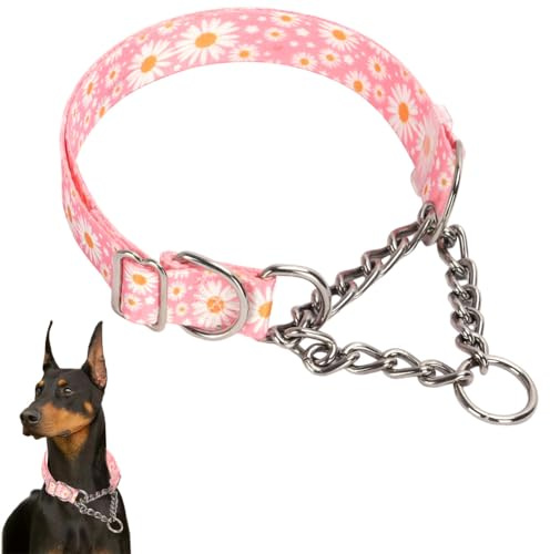 Hundehalsband, Edelstahl Kette Martingal Halsband für Hunde, Keine Pull Slip Cinch Choker Choke Heavy Duty Hundehalsband