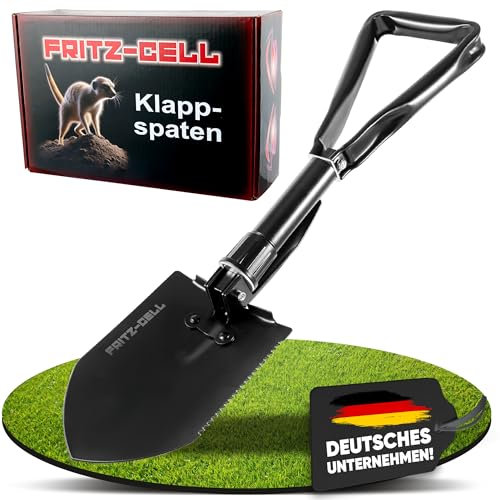 Klappspaten Fritz-Cell Bundeswehr Feldspaten Stil CC2 mit Hacke und Tasche für Camping und Survival