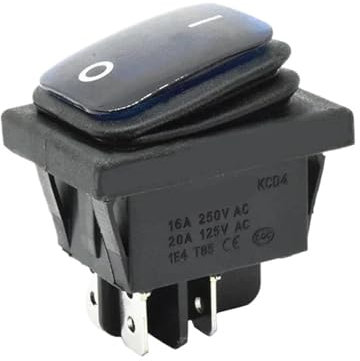 Interrupteur à bascule étanche 16 A 250 V CA 12 V 220 V rouge vert bleu jaune lumineux DPST 4 broches marche/arrêt(Blue LED,220V)