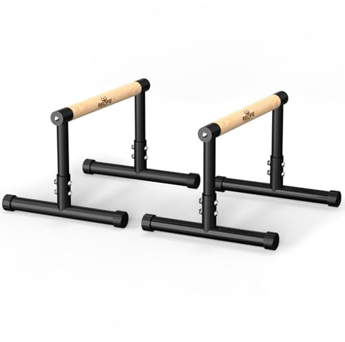 RELIFE REBUILD YOUR LIFE Dip Barras Paralelas Calistenia Gimnasio Casa Push Up Bars Stands Station Ajustable Entrenamineto Musculación Fitness Ejercicio Rehabilitacion Mini Dip Bar (Black-3)