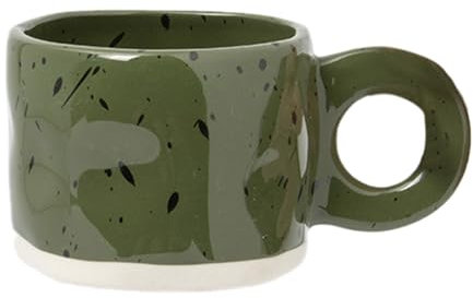 Jipersuo Tazza in ceramica con manico, per caffè e latte, stampa moderna, in porcellana, fatta a mano, in ceramica, per coppie, con impugnatura a mano, tazza in ceramica (verde militare, 13,7 x 7 cm)