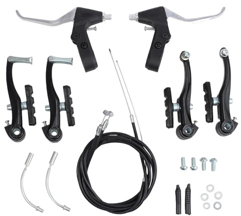 Fahrrad Bremsen Set Silber Komplettes V-Brake Vorne Hinten | für die Meisten Fahrräder Rennräder MTB BMX