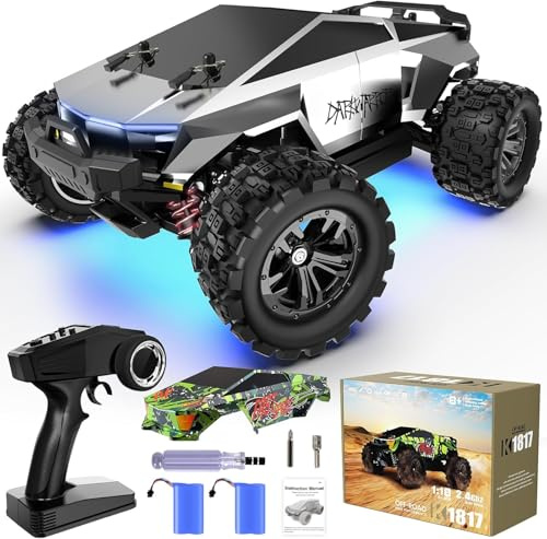 Innofans Voiture télécommandée Tout-Terrain à l'échelle 1:18, véhicule électrique 4x4 Haute Vitesse à 40 km/h avec télécommande 2,4 GHz, Camion 4x4 avec Deux Batteries Rechargeables garçons de 8 Ans+