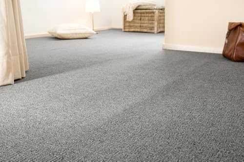 andiamo Teppichboden Brian aus 100% Polyester- Meterware für Wohnbereich und Schlafzimmer - 400 x 250 cm Grau