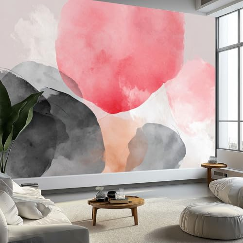 Carta da parati fotografica, effetto 3D, minimale, acquerello, forme astratte, 350 x 256 cm (larghezza x altezza), decorazione da parete per soggiorno, camera da letto, multicolore