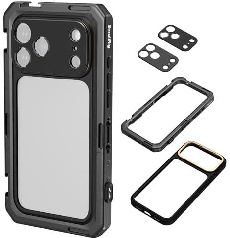 SMALLRIG Mobile Video Cage for iPhone 17 Pro Max, Case With T-mount Lens Backplate and 17mm Threaded Lens Backplate, TPU Soft Frame, for Video Shooting and Live Streaming, Basic Edition - 5546