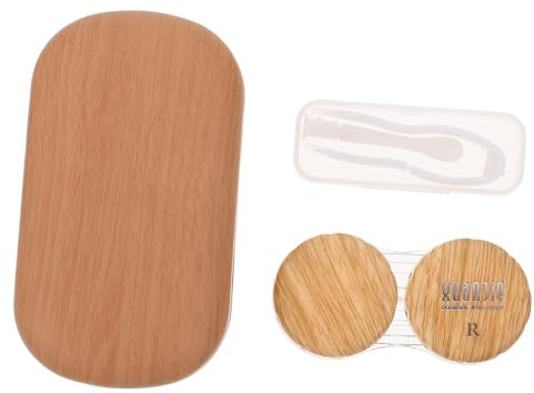BELLIFFY Portable Contact Lens Case Box with Leak-Proof Plastic and Leather Lining, Lightweight Dual Compartment Storage Container with Clip and Suction Stick for Travel and Daily Use