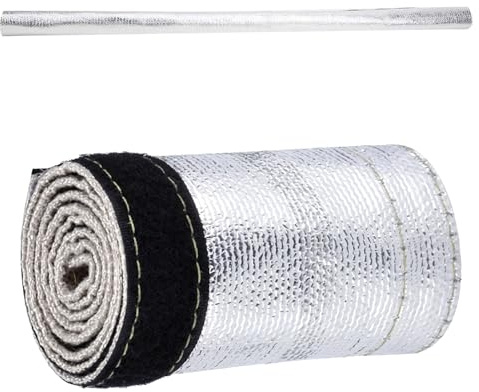 Zyiphor 600x106 mm Manicotto in Alluminio per Scudo, Protezione Termica in Tessuto di Fibra di Vetro, Sindone Termico per Auto, Fino a 500°C, per Protezione del Tubo e del Filo