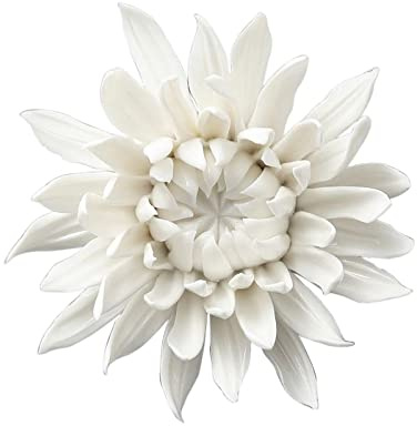 FashionCha Keramikblume 3D Blumen Skulptur Wanddekoration Handgefertigtes Keramikornament Wandkunst für Innenraum Außenbereich Terrasse Kinderzimmer, Gänseblümchen 8,5 cm