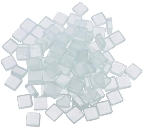 Beavorty 450 Carreaux de Mosaïque en Verre Transparent 1x1 Cm Carrés pour Décoration Murale, Loisirs Créatifs et Carrelage Intérieur, Pièces de Mosaïque Résistantes aux Taches, Éclairage