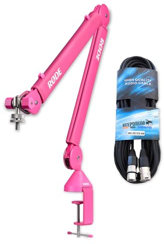 Rode PSA1+ Plus Tisch-Mikrofonarm Gelenkarm Pink mit keepdrum XLR Kabel