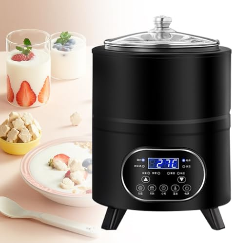 ZHLINGQ Macchina Gelato Multifunzione 8L/12L, Yogurt Automatica, Fermentatore per Yogurt, Riscaldamento Circolare 360°, Macchina Automatica per Yogurt 400w/600w, Yogurtiera Professionale Black-12L