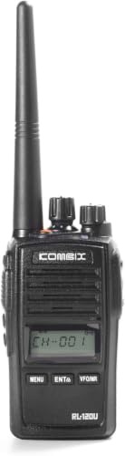 Kombix RL-120U - Transceptor portátil Profesional UHF (400-470 MHz, con Receptor de Radio FM, 256 Canales, IP67) Color Negro