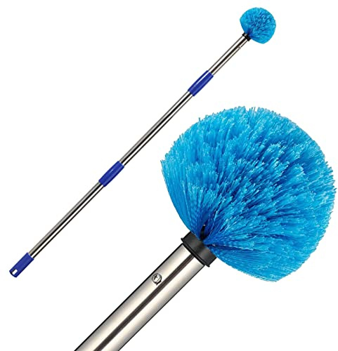 Extendable Cobweb Duster with Extension Pole, Fan Cleaner Duster for Ceiling with 8ft Long Handle, Spider Web Brush Cleaning Kit for High Reach, Furniture, Indoor & Outdoor Use, 96 Inch