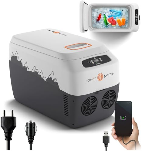 peme Glaciere Electrique Thermo Réfrigérateur Glacière Électrique Frigo pour Auto Camping Car Voiture Portable Camion avec Bandoulière Boîte Double Alimentation USB 220 240 12 V 28,3 l - Go 30