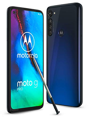 Motorola Moto G pro (display o-notch FHD+ da 6,4 pollici, Qualcomm Snapdragon SD665, penna stilo, fotocamera principale da 48 MP, batteria da 4000 mAh, doppia SIM, 4/128 GB, Android 10), Mystic Indigo