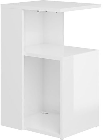 vidaXL Beistelltisch mit Stauraum Couchtisch Wohnzimmertisch Sofatisch Kaffeetisch Anstelltisch Tisch Wohnzimmer Hochglanz-Weiß 36x30x56cm Holzwerkstoff
