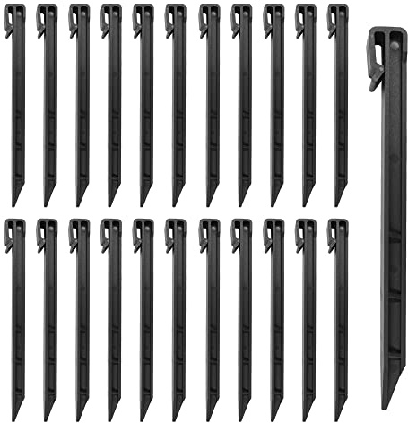 Lot de 30 Piquets en Plastique de 25,4 cm pour Bordure de Pelouse et Jardin, Piquets d'Ancrage (Noir)