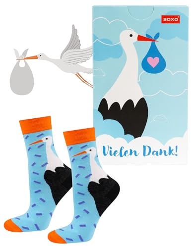soxo Hebamme Socken Damen - Dankeschön Klein Geschenke Für Frauen 35-40 | Funny Socks Women, lange Baumwollsocken mit Motiv, Danke Präsent, Krankenschwester Socken