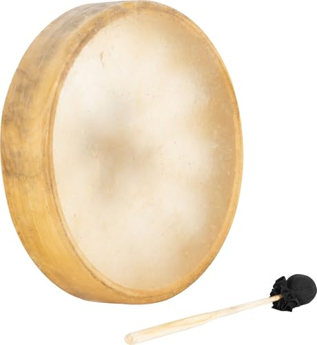 Classic Cantabile TSD-16 Traditionelle Schamanentrommel mit Pferdehaut 16 | Mit Pferdefell bespannt, Inklusive Schlägel, Schnurspannung mit Haltevorrichtung, Kessel aus massiver Esche, Tiefe: 7, 5 cm