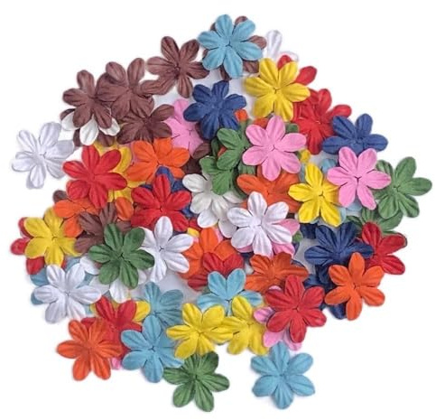 100 Stück handgefertigte Jasmin-Blumen, 25 x 25 mm, Maulbeer-Papierblumen, Scrapbooking, Hochzeit, Bastelbedarf, Karte (verschiedene Farben)