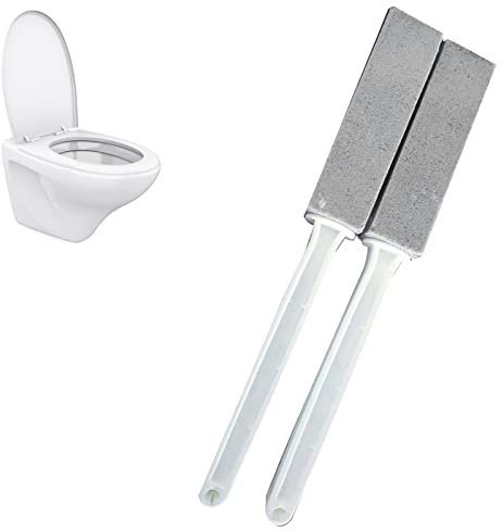 2 x WC-Reiniger, Bimsstein, WC-Reinigungsbürste mit ultralangem Griff, WC-Bürste zum Entfernen von gelbem Rost und Schmutz für Badezimmer, Küche