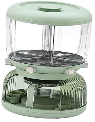 AAGAZA 6 Grid Food Grain Storage Box 360° Rotating Cereal Rice Dispenser Bucket for Snacks, Green/814 (Color : Green)