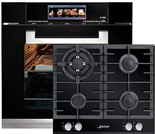 Kaiser Set EH 6344 Four à encastrer verre noir 79L + KCG 6380 Plaque de cuisson à gaz 60 cm