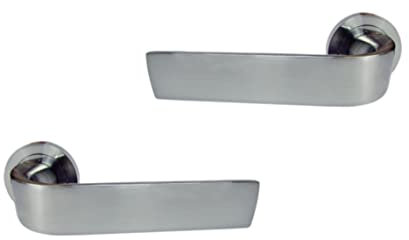 AZERODESIGN- Manillas Puertas Interior- Manetas Puertas Interior Casa- Juego Manillas Puerta Madera- Manivela Roseta Redonda de 50mm, Cuadrillo de 8mm Largo -Manija 130mm Largo (PLACA LARGA)