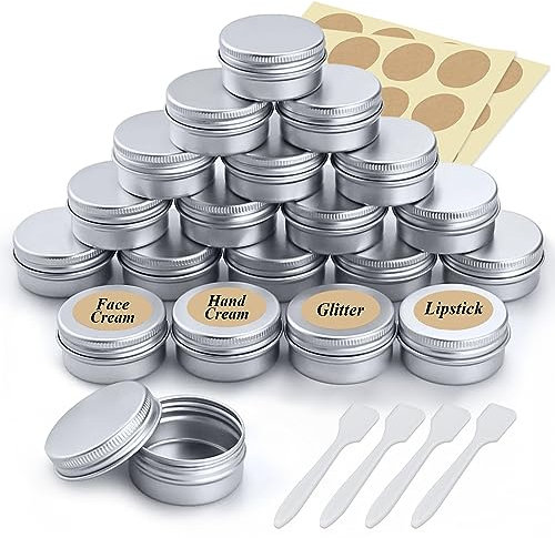 20 Stück Aluminium Döschen, 20 ml Blechdose Cremedosen Reise, Aluminium Leer Döschen mit Aufkleber, Tragbar Kleine Metalldose, für Lotion, Creme, Kosmetik, lippenbalsam.