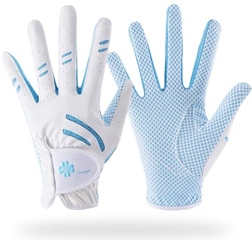 A Paar Kinder Golfhandschuhe Junior Golfhandschuhe Leder Elastisches Gewebe Atmungsaktiver rosa Golfhandschuh Links- und Rechtshänder Golfhandschuh Golf Zubehör für Kinder