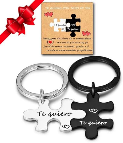Jbniuay Regalo san valentin - regalo para parejas - Llavero Parejas,Pieza Puzzle Pareja Llaveros，Grabado Te quiero，regalo mujer/hombre Regalo de San Valentín