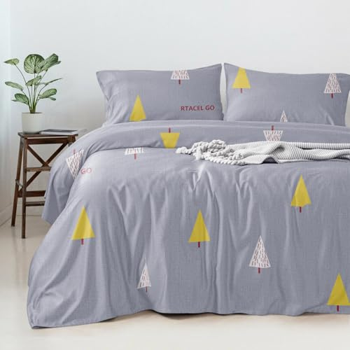 ARTREE Juego de Funda Nórdica 4 Piezas para Cama de 150 Microfibra de Poliéster Suave Transpirable y Moderno Incluido Una Funda Edredón, Una Bajera y Dos Fundas de Almohada (150cm, A-Modelo-1)