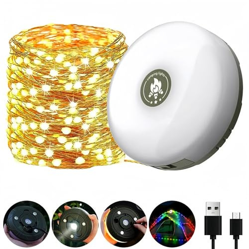 Fay Bless Lampes de poche portables avec guirlande lumineuse, lampe torche LED rechargeable (9,5 m) (ronde multicolore)