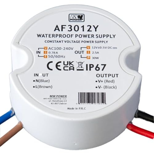 LED Doseneinbau Trafo 12V 30W 2,5A Wasserfest IP67 rund klein für z.B. Einbaudosen Power Supply (12V 30 Watt)