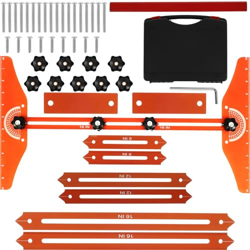 Stair Tread Template Tool 8-56inch Adjustable Length Stair Measuring Tool Jig High Precision Stair Tread Gauge Measuring Tool for Stairs Risers Shelves Partitions (orange)
