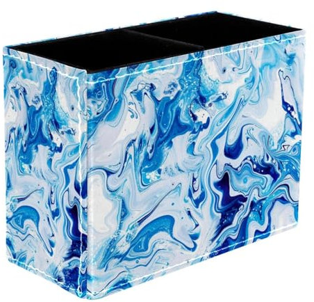 FNETJXF Make-up-Pinselhalter, Pinselhalter, Stift-Organizer, Marmor-Blau, Mehrzweck-Organizer