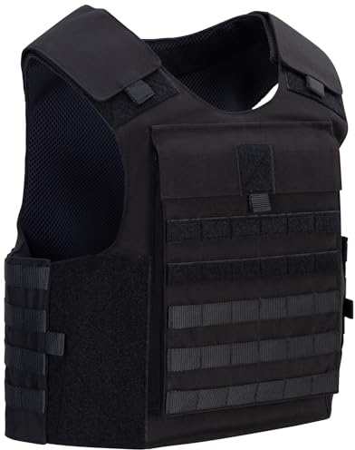 SHIELD Germany - Chaleco antibalas con SK1 - SK4 y protección antipinchazos, chaleco antipinchazos para hombre, chaleco de seguridad, chaleco protector antibalas negro, S
