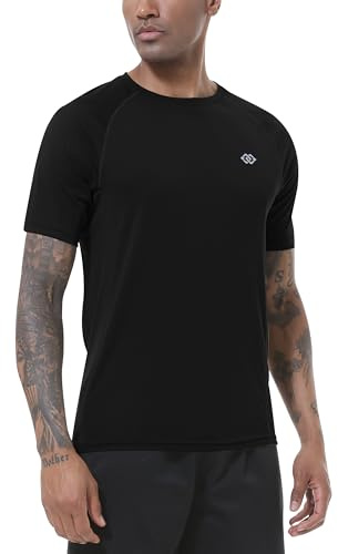 MoFiz Anti-UV T-shirt herr UPF 50+ Snabbtorkande T-shirt Rashguard Outdoor Surfing Skjorta, Svart, M