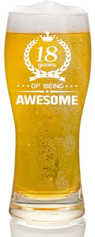 Joymaking Beer Glass - 18th Birthday Gift for Him, Personalised Pint Glass 15oz