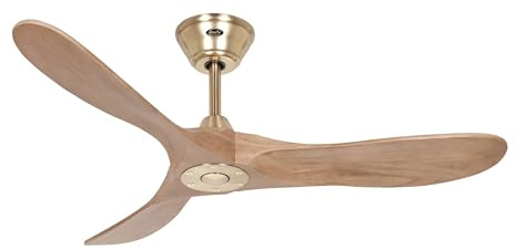 CasaFan Ventilateur de plafond économe en énergie avec télécommande Eco Genuino Laiton brossé/chêne moyen 122 cm