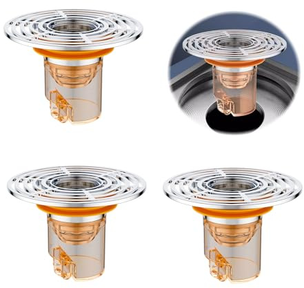 3 Pezzi Tappo Lavandino Bagno Raccogli Capelli Doccia Acciaio Inossidabile Adatti per Scarico del Pavimento da 27-58 mm Antiodore e Antiinsetto,Filtro Doccia Lavandino Cucina per Cucina,Bagno