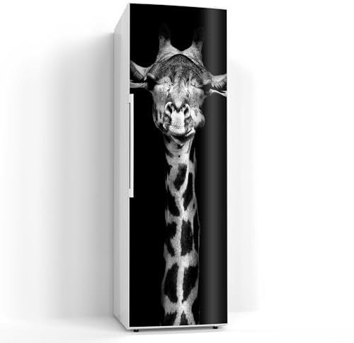 DEQORI Magnetfolie für Kühlschrank 60x190 cm | Motiv Giraffenporträt | dekorative Magnetmatte Gefrierschrank Schutz | Magnet Deko-Folie selbstklebend, magnetisch & wasserabweisend
