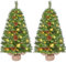 Yaheetech 2Pcs Pre-lit Artificial Mini Christmas Tree, 3ft/92cm Tabletop Small Christmas Tree w/20 Pinecones, 50 Warm White LED Lights, Battery-Operated for Home Party Decor, Green