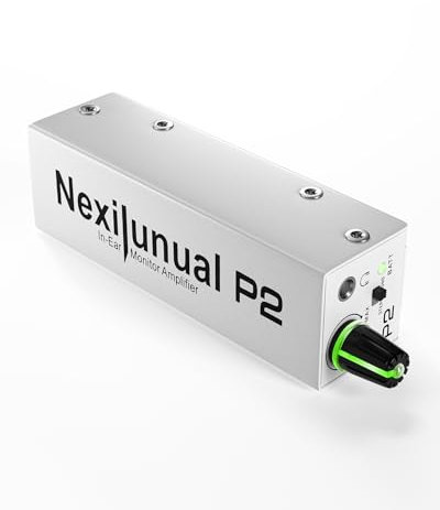 Nexilunual P2 Ultra-Compact In-Ear Monitor Amplifier, Personal Headphone Amp with XLR/TRS Input 3.5mm Output, In Ear Monitor System with Stereo/Mono Switching, Seven-Color Breathing Light (DIP switch)