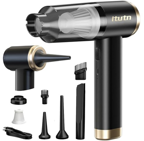 itutn - Portable Cordless Vacuum Cleaner, 15000PA Powerful Suction, High Power, Mini Portable Car Vacuum Cleaner, Handheld Small Vacuum Cleaner and Air Duster for Home, Office, Computer