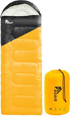 azark Premium Lightweight Sleeping Bag for Adults & Kids, 400 GSM, 4 Season Waterproof Sleeping Bag, Comfortable & Portable, Machine Washable, Camping & Hiking Essential